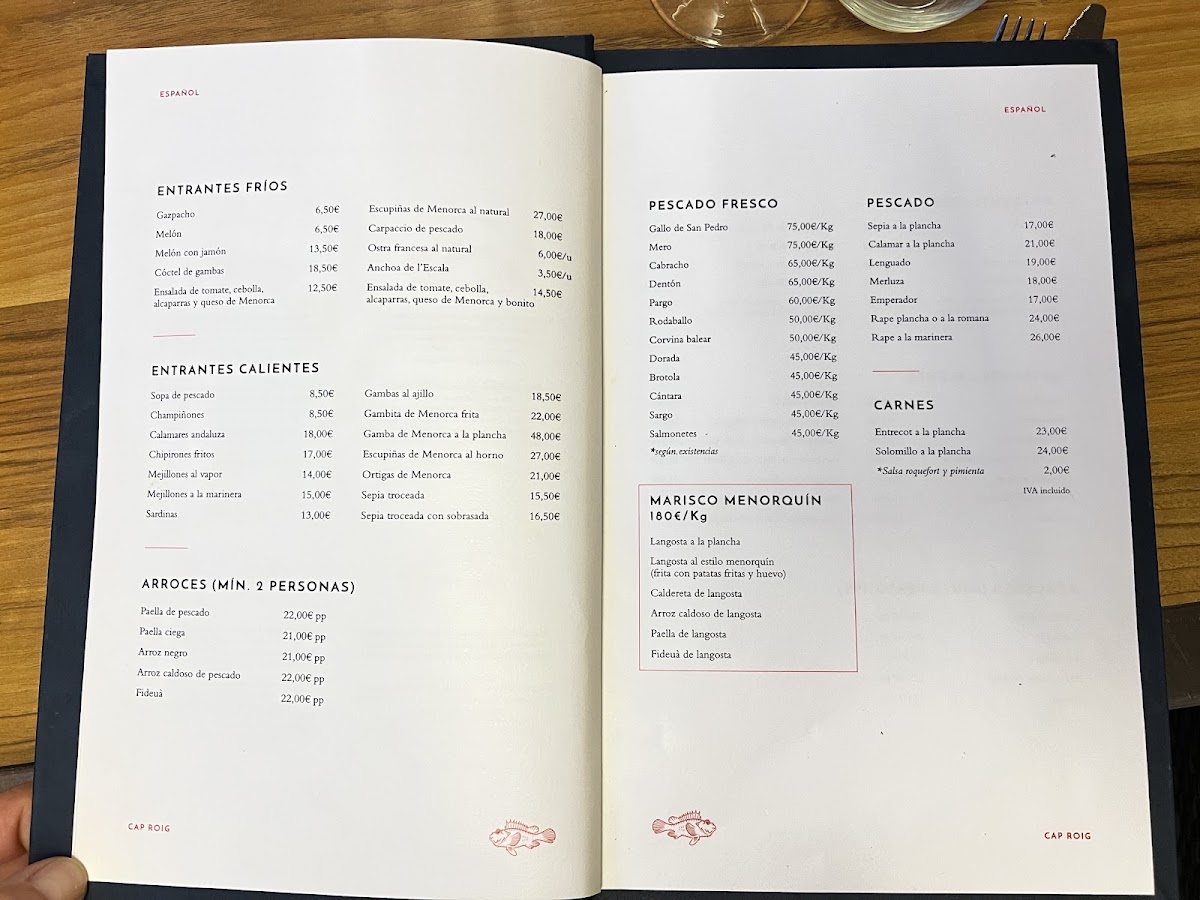 Cap Roig Photo Menu 1