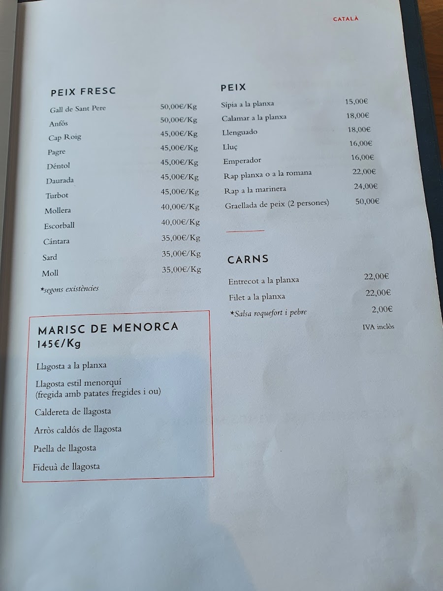 Cap Roig Photo Menu 10