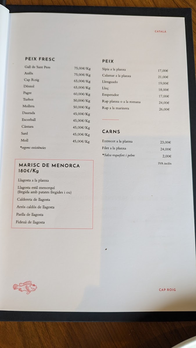 Cap Roig Photo Menu 4