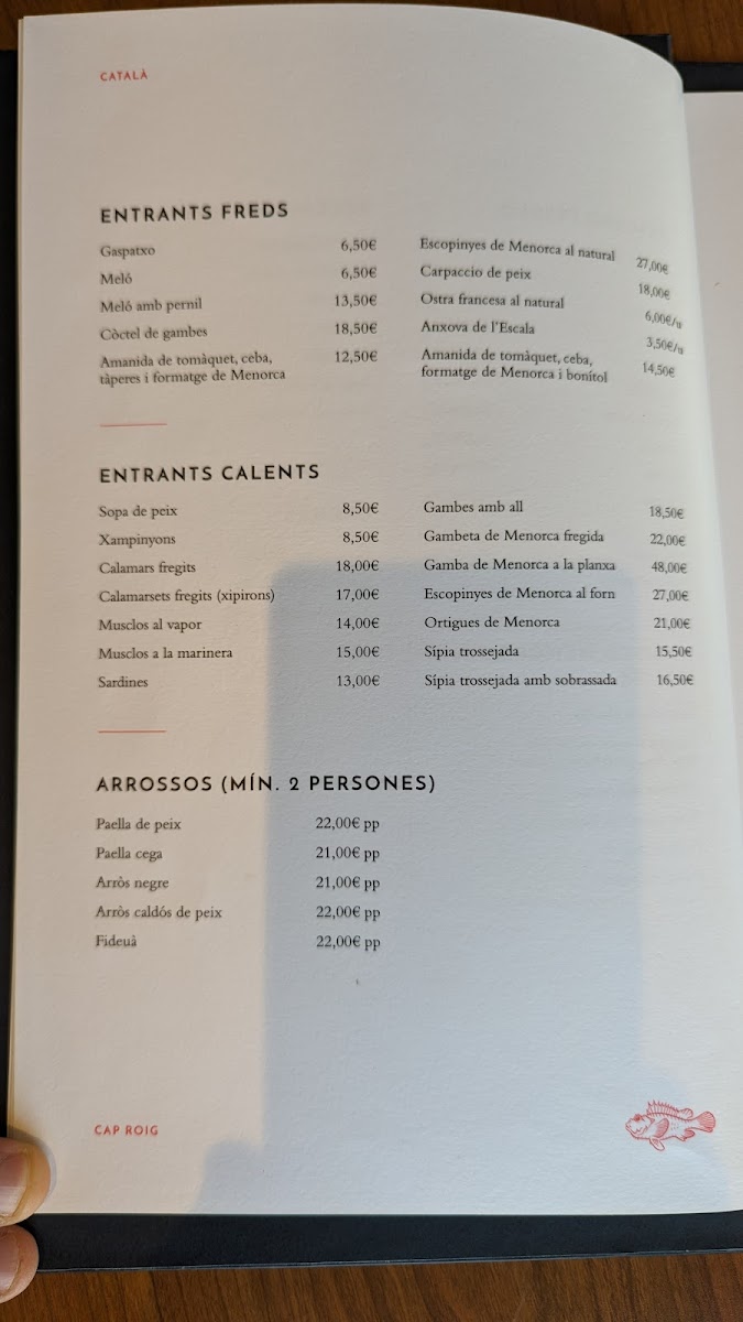 Cap Roig Photo Menu 9