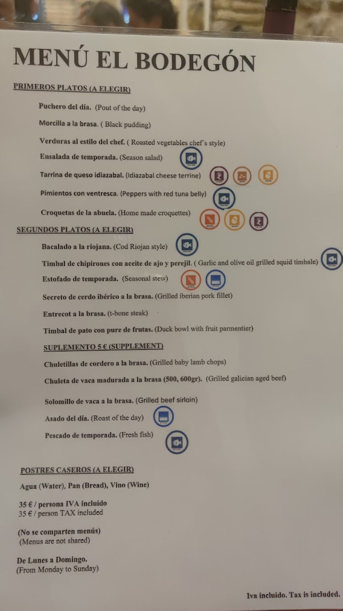 Restaurante El Bodegón, Laguardia Photo Menu 5