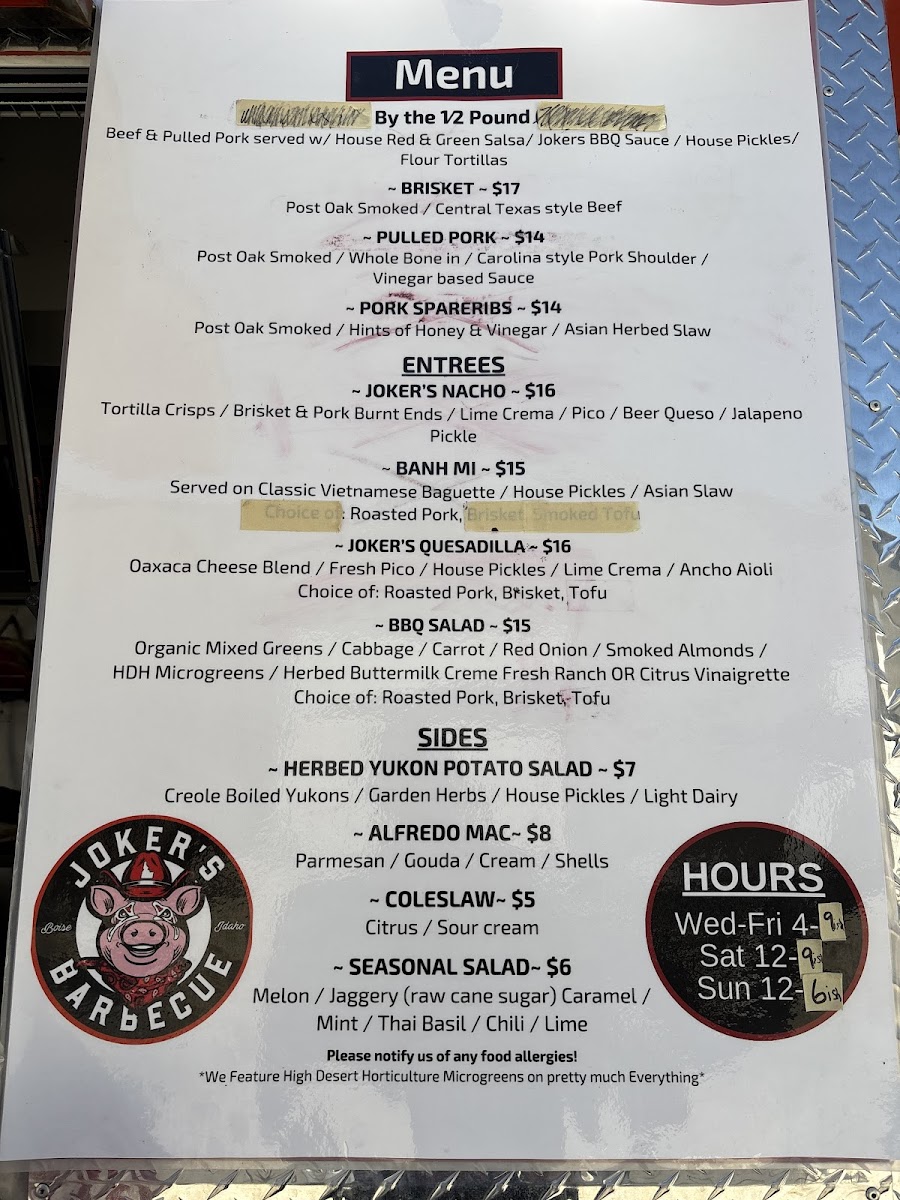 Jokers Barbecue Photo Menu 1