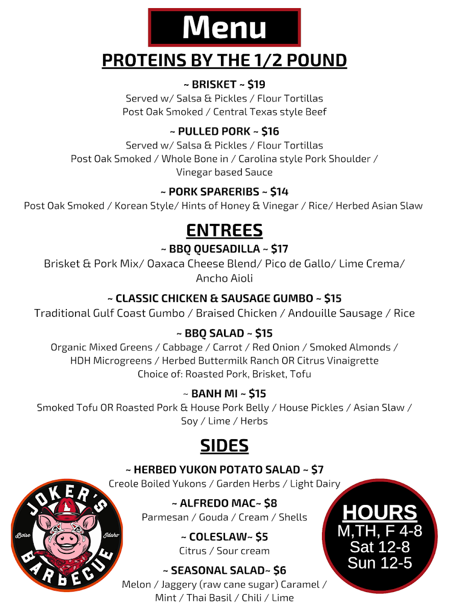 Jokers Barbecue Photo Menu 2
