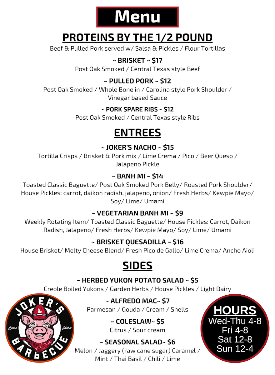 Jokers Barbecue Photo Menu 5