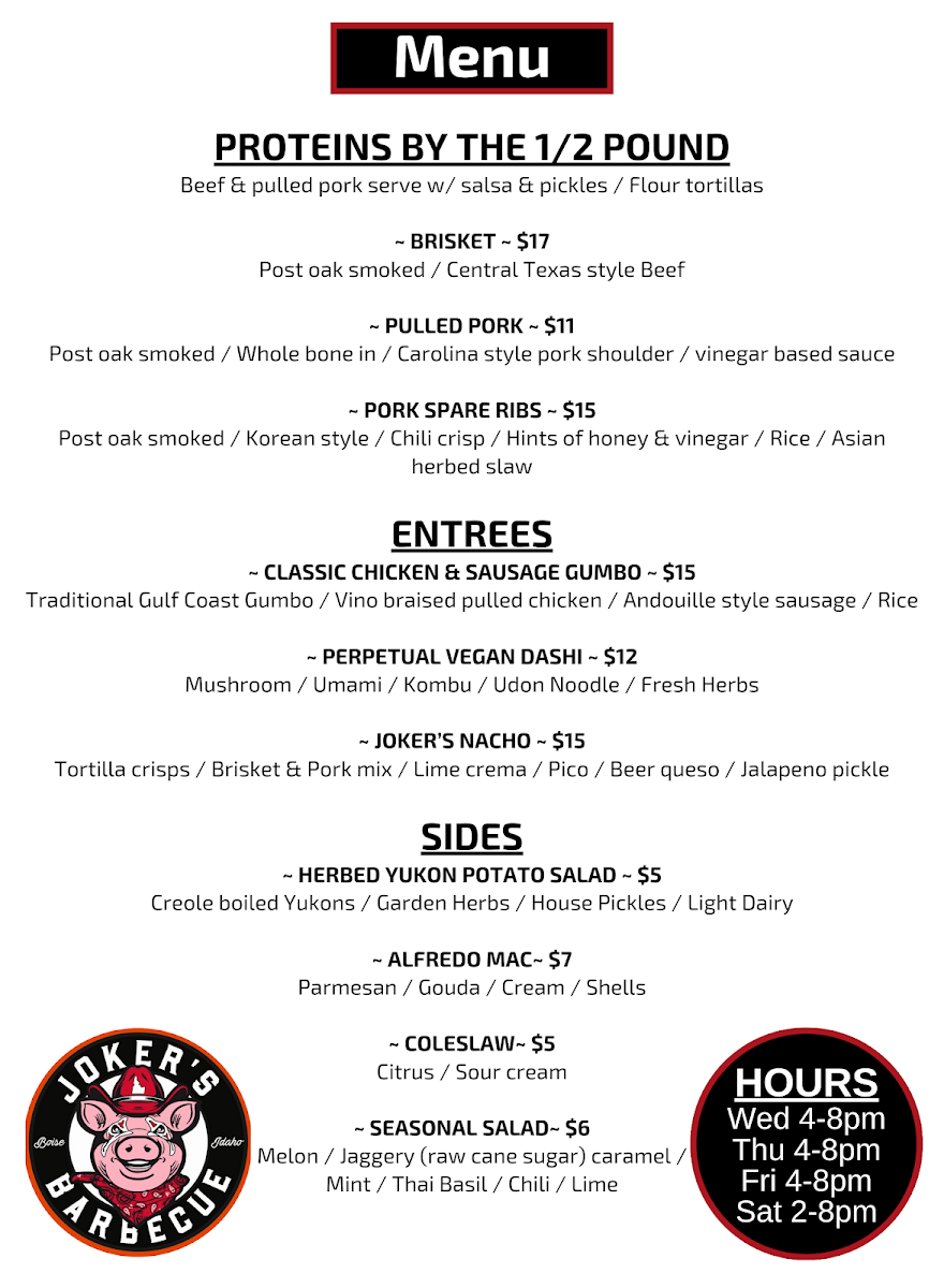 Jokers Barbecue Photo Menu 6
