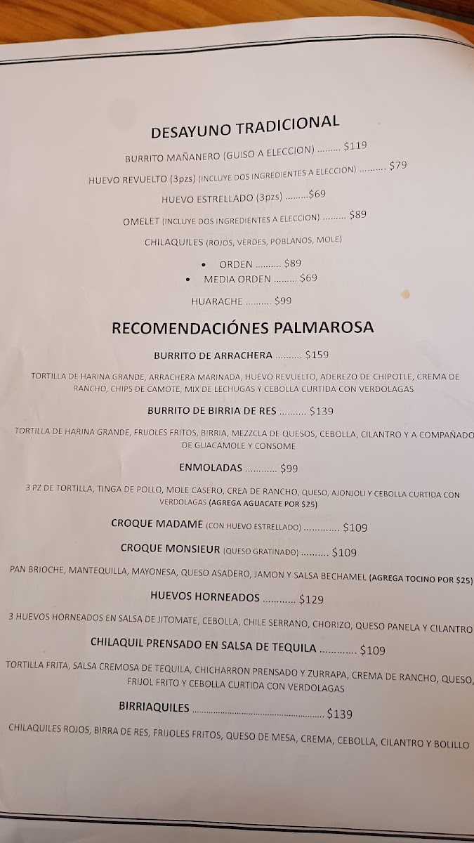 Palma Rosa Cocina Local Photo Menu 2