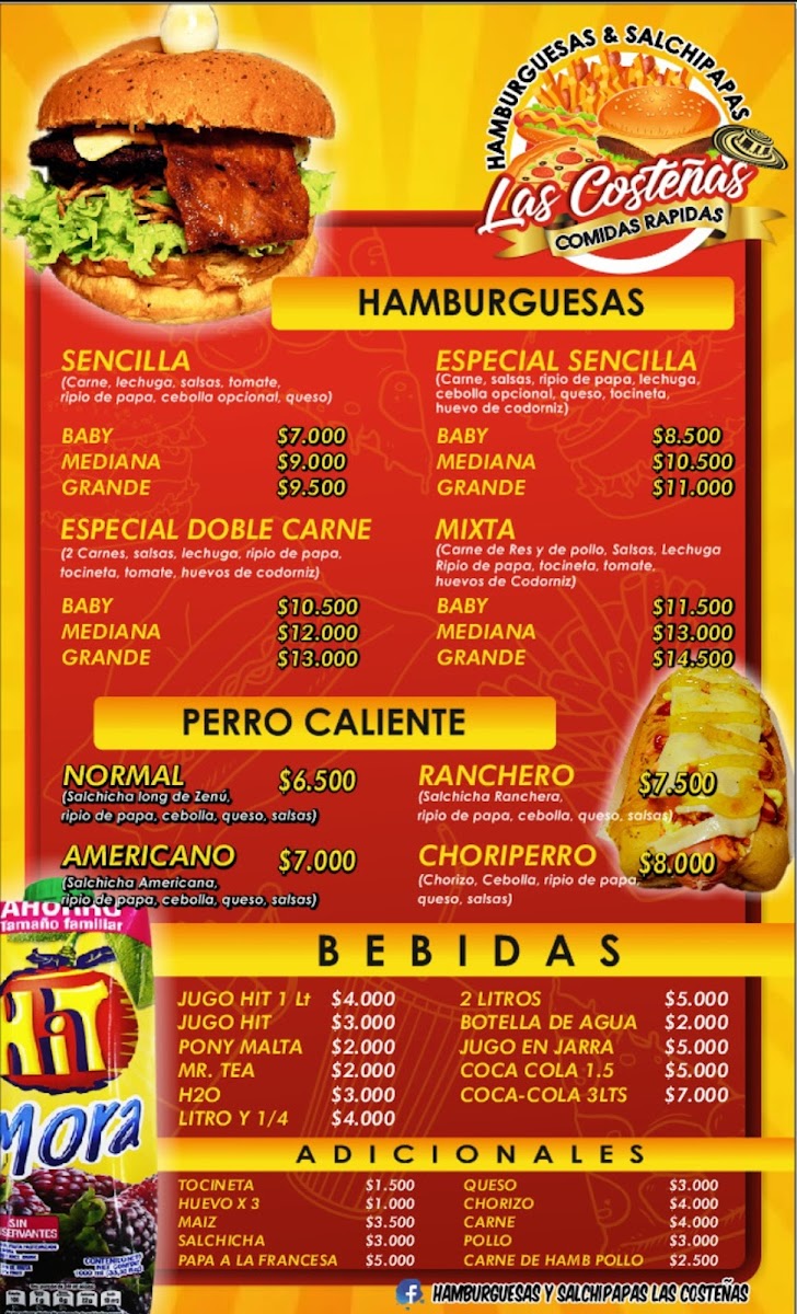 Las Costeñas Hamburguesas Y Salchipapas Photo Menu 1