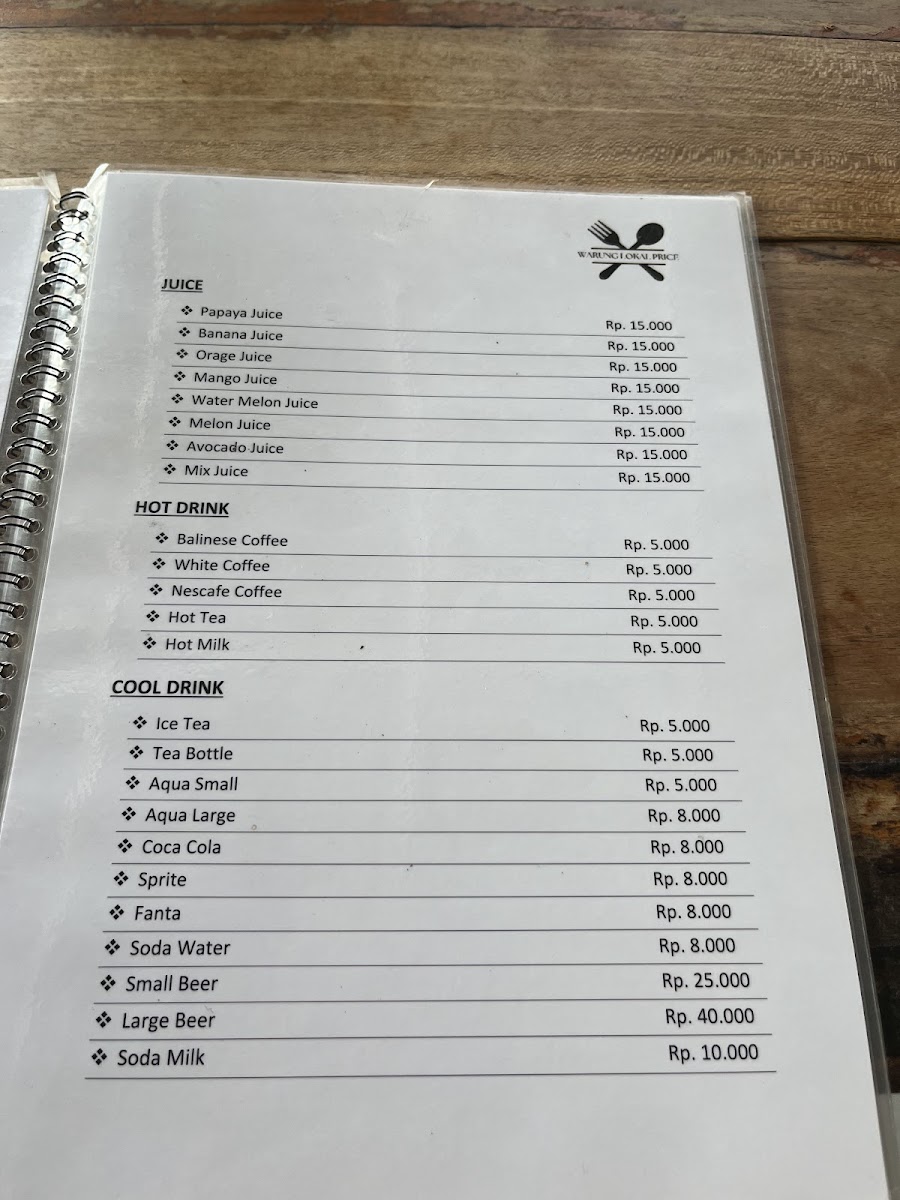 Warung Local Price Photo Menu 8