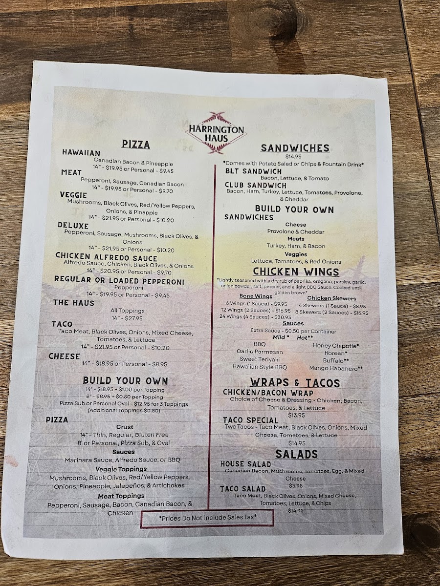 Harrington Haus Restaurant Photo Menu 4