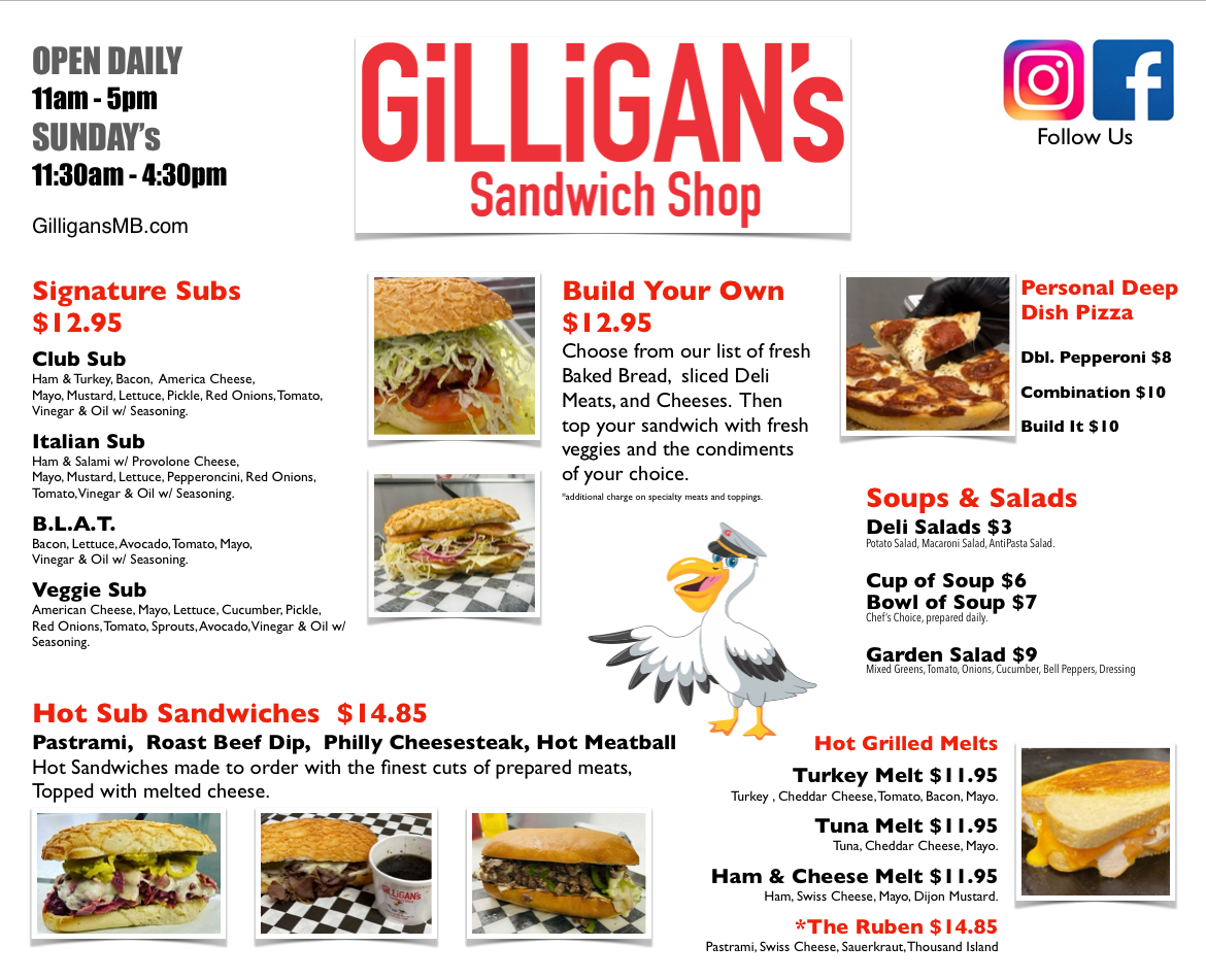 Gilligan’s Sandwich Shop Photo Menu 1