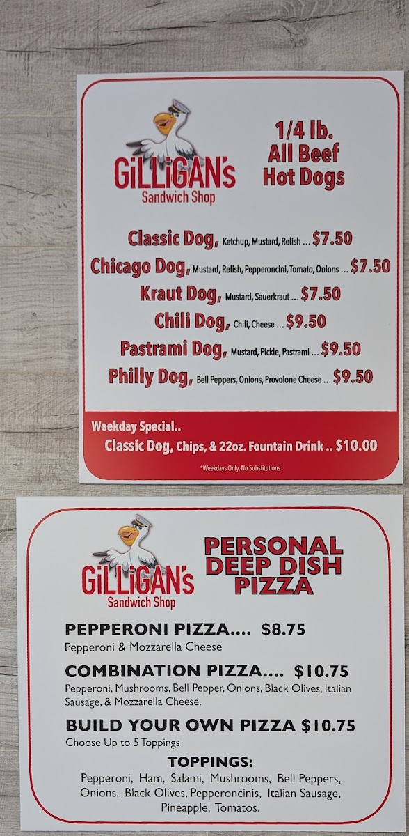 Gilligan’s Sandwich Shop Photo Menu 2