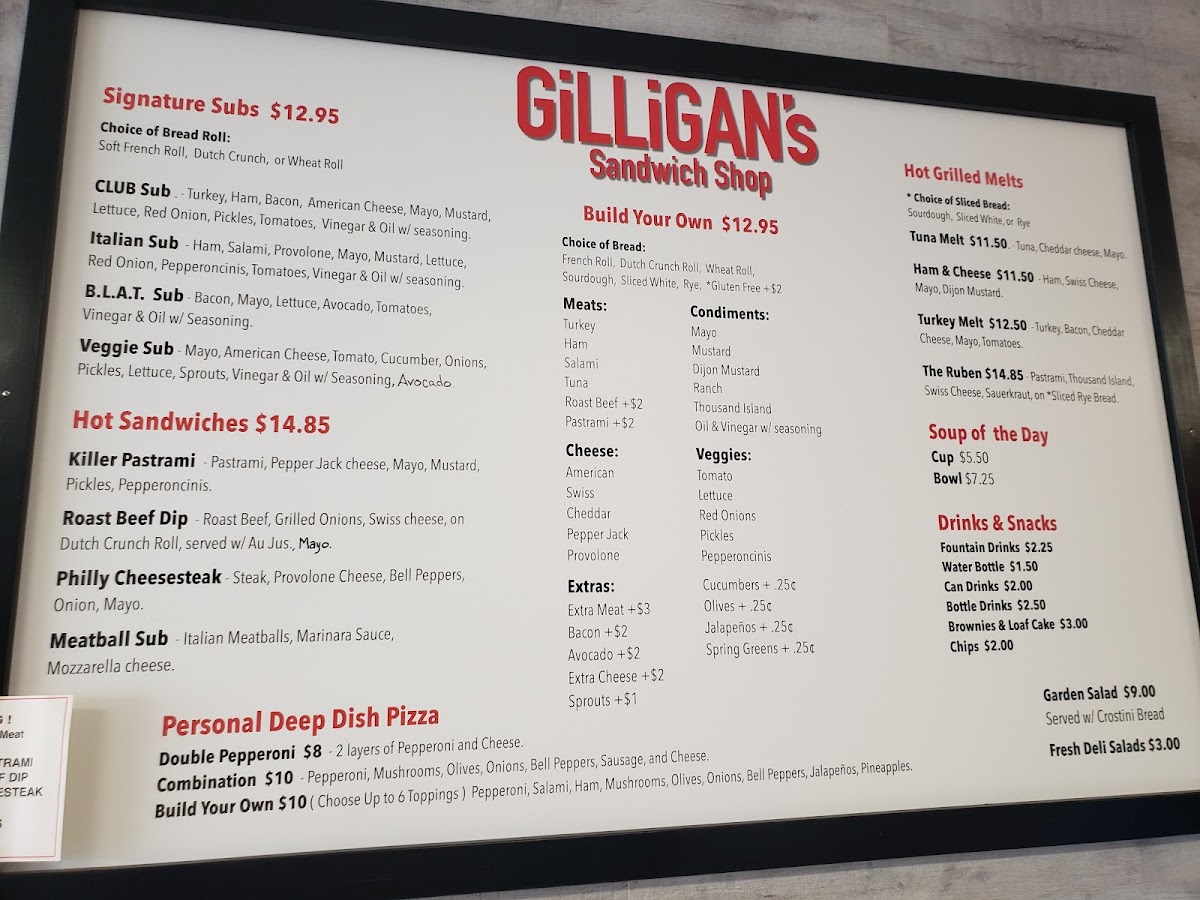 Gilligan’s Sandwich Shop Photo Menu 3