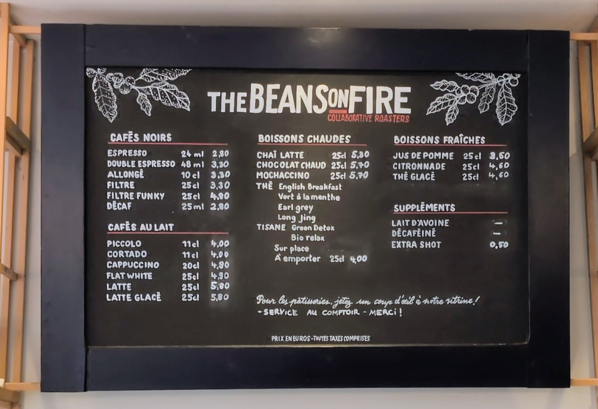 The Beans on Fire Photo Menu 2