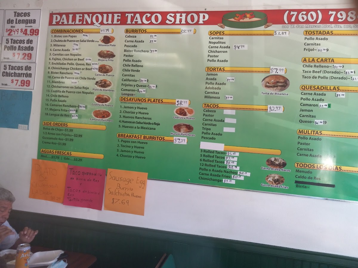 El Palenque Taco Shop Photo Menu 1