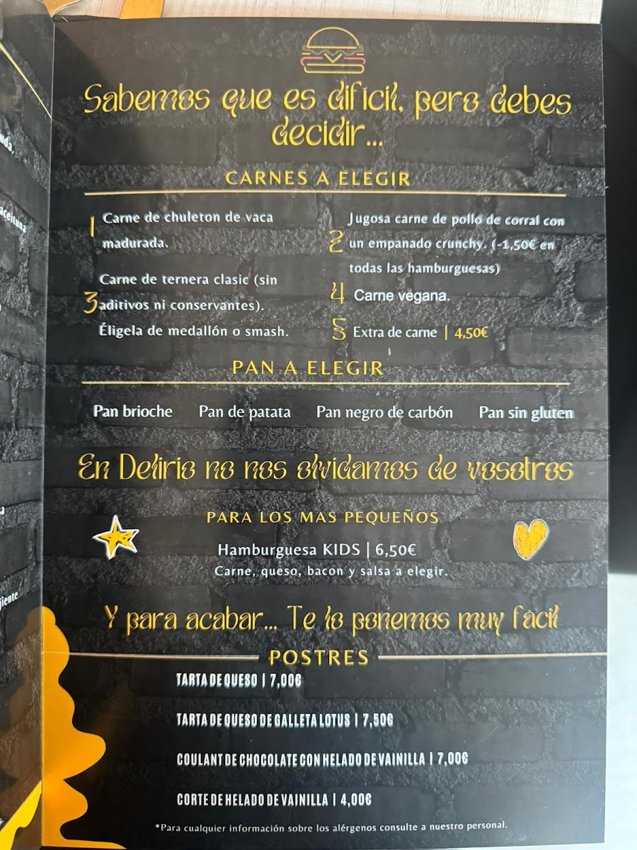 Delirio Burger Photo Menu 2