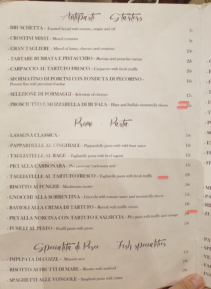 Osteria La Dolce Vita Firenze Photo Menu 1