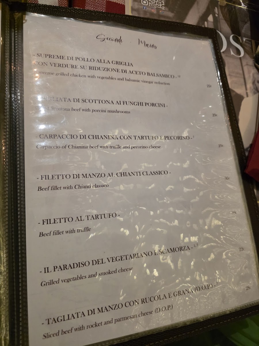 Osteria La Dolce Vita Firenze Photo Menu 2