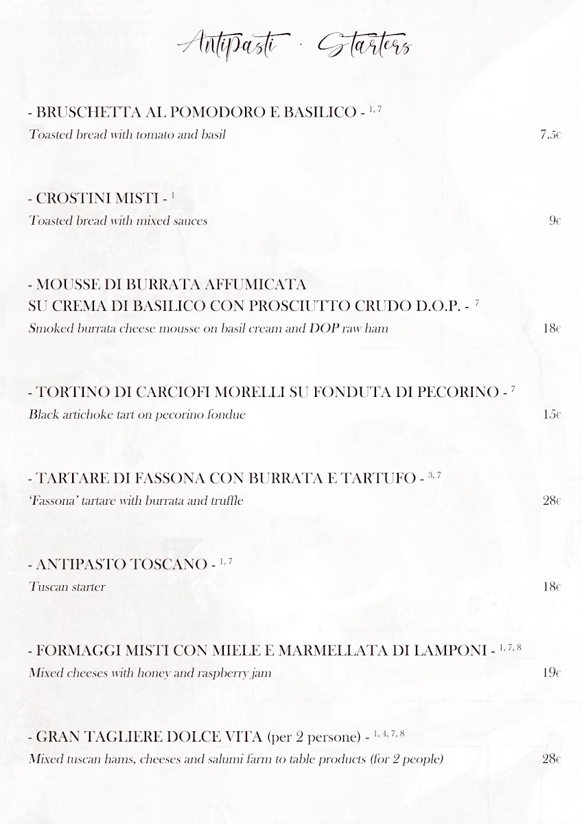 Osteria La Dolce Vita Firenze Photo Menu 6