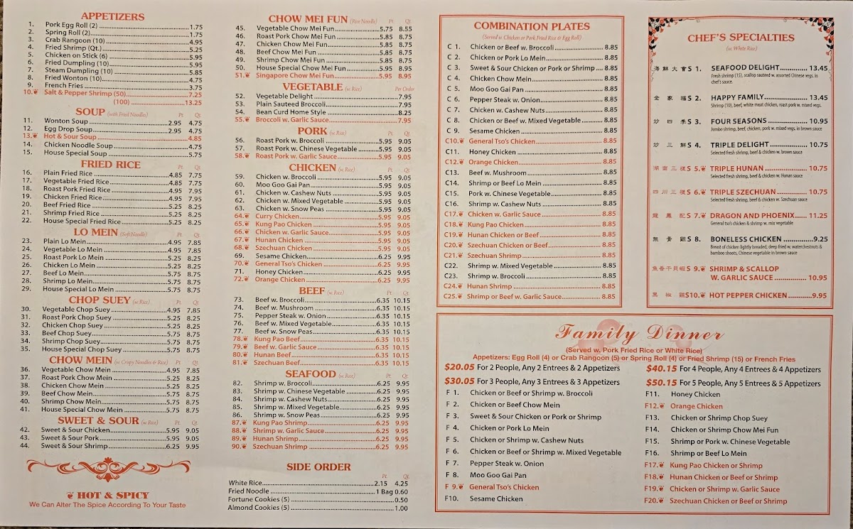 China King Chinese Restaurant Photo Menu 1