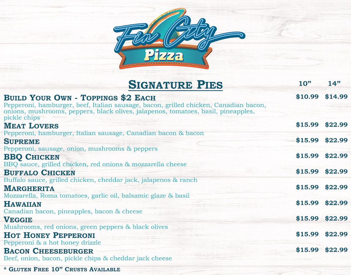 Fin City Pizza Photo Menu 1