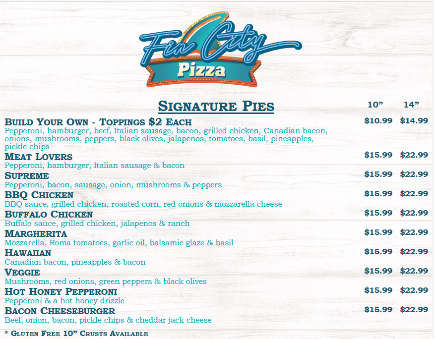 Fin City Pizza Photo Menu 2