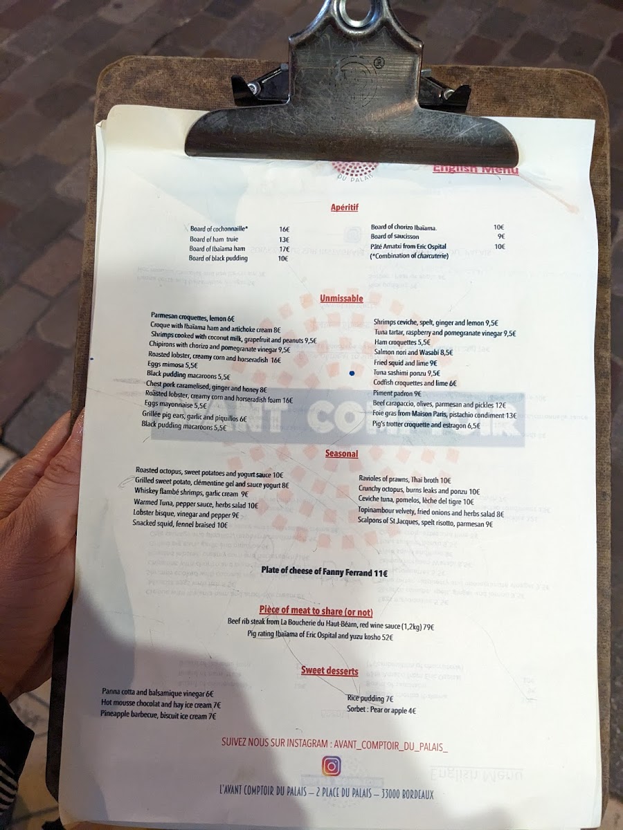 L’avant comptoir du palais Photo Menu 3
