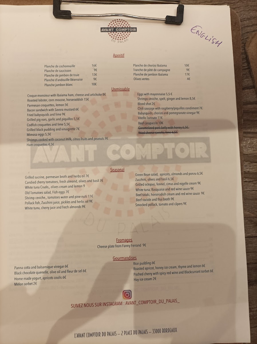 L’avant comptoir du palais Photo Menu 4