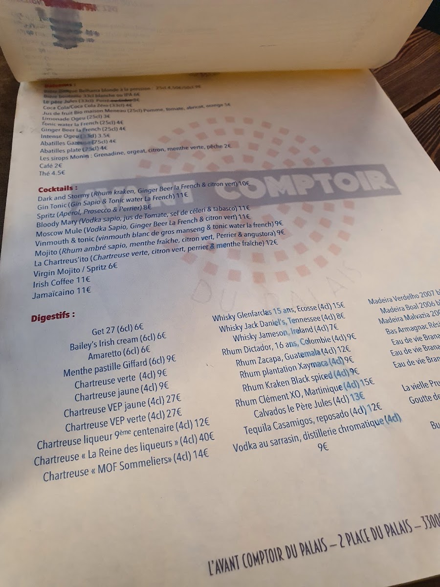 L’avant comptoir du palais Photo Menu 6