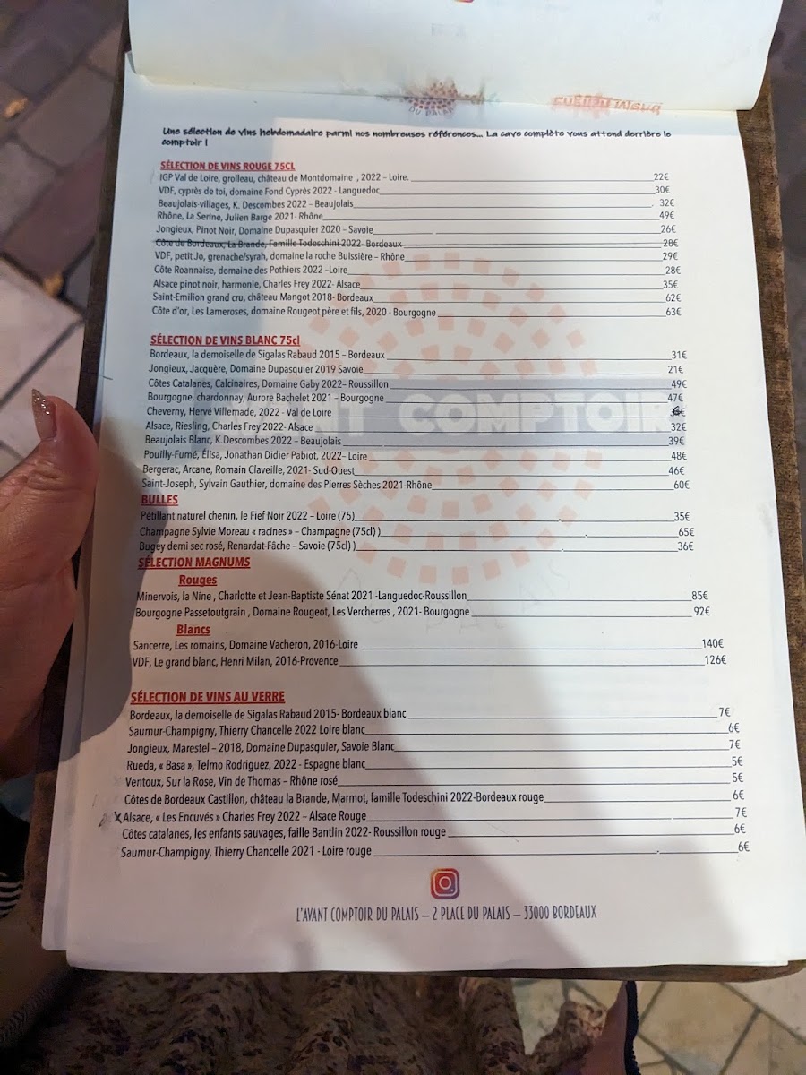 L’avant comptoir du palais Photo Menu 8