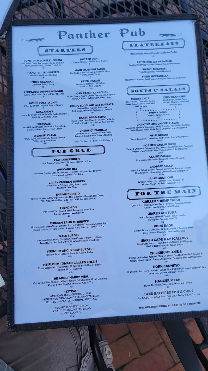 Panther Pub Photo Menu 8