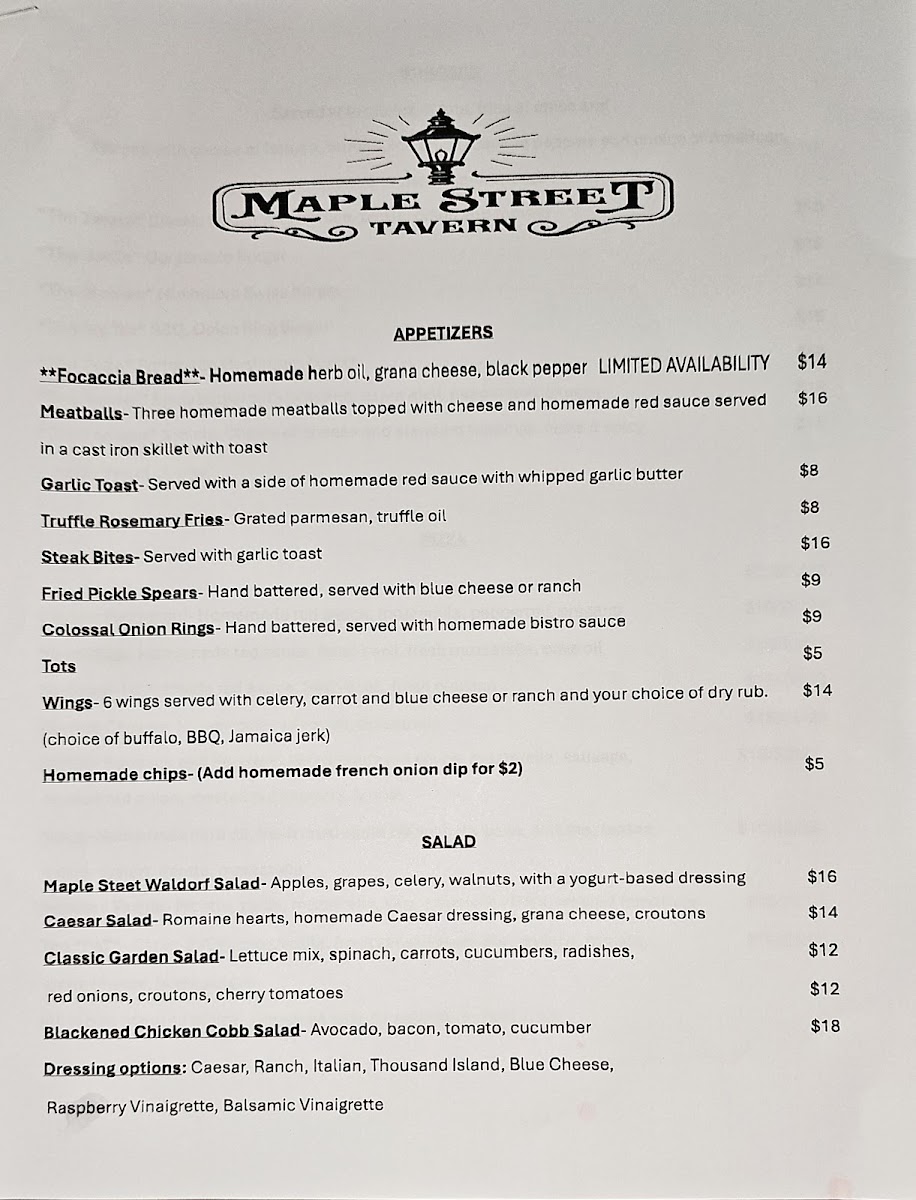 Maple Street Tavern Photo Menu 2