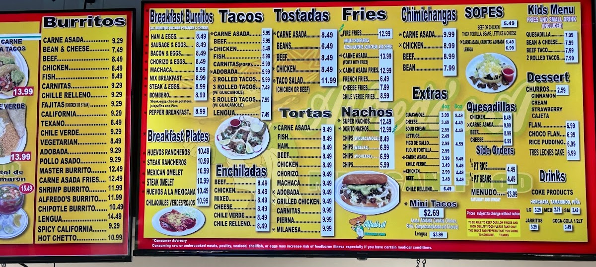 Alfredo’s A Mexican Food Photo Menu 1