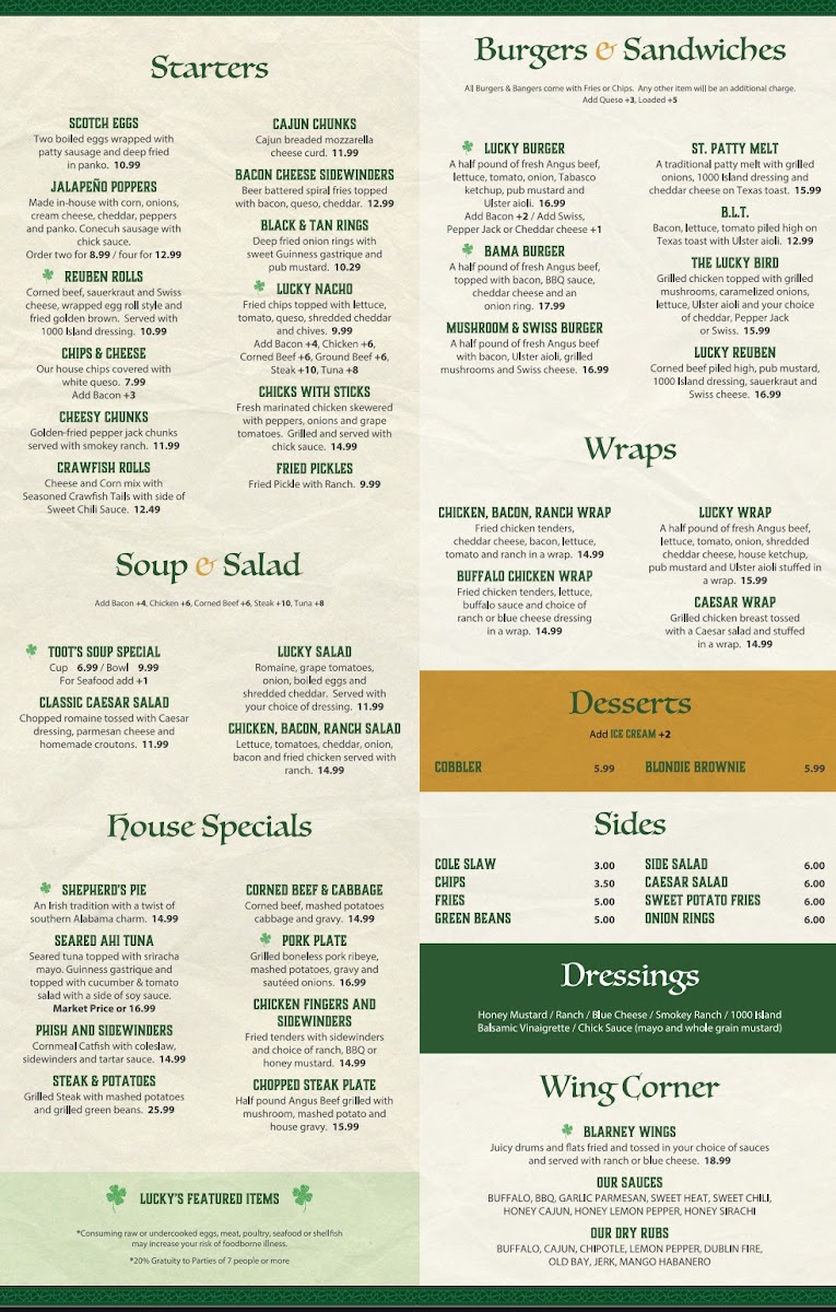 Lucky Irish Pub and Grill Photo Menu 1