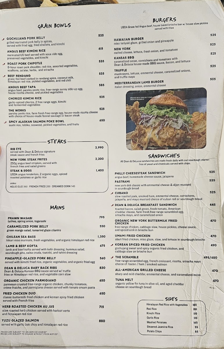 Dean & Deluca Photo Menu 1