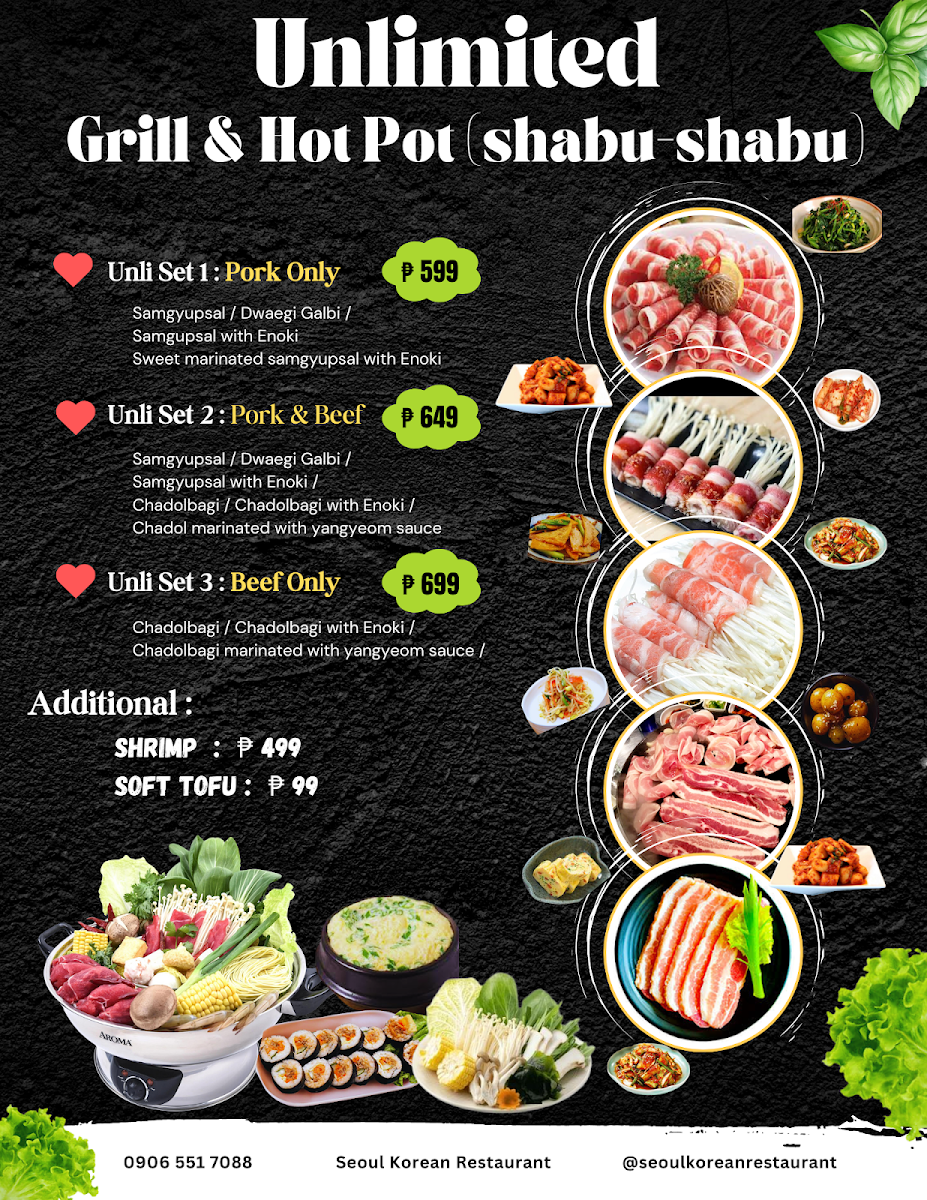 Seoul Korean Restaurant Photo Menu 1