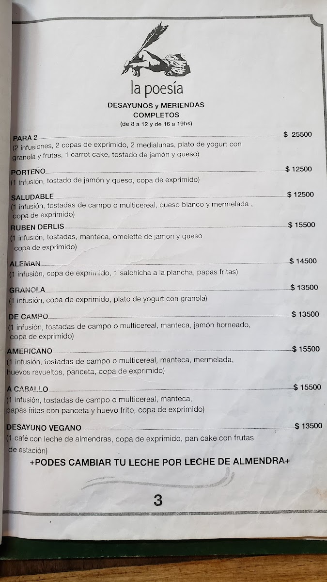 La Poesía Photo Menu 2