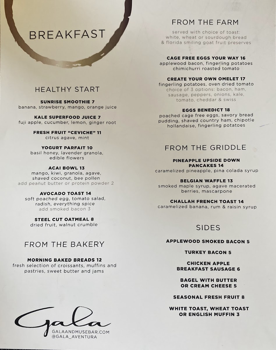 Gala Restaurant & Muse Bar Photo Menu 2