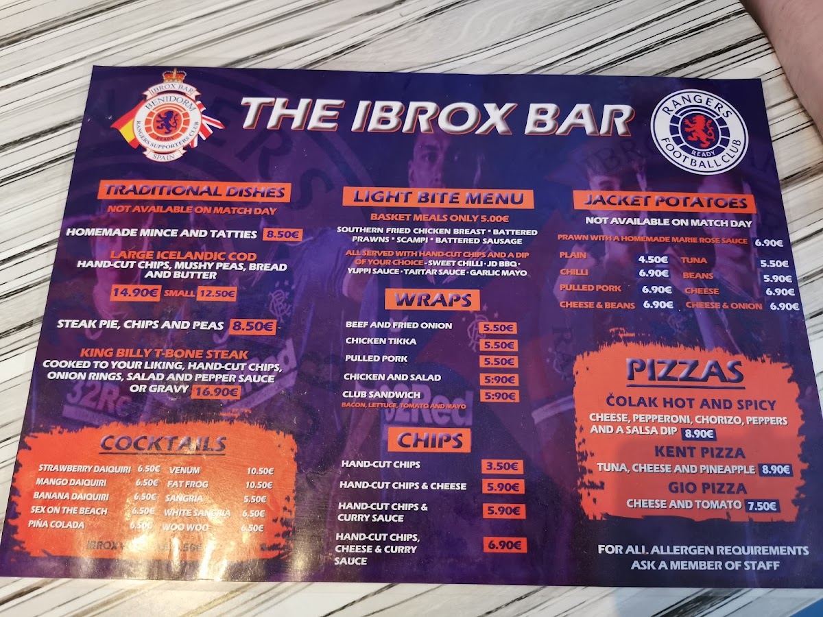 The Ibrox Bar Photo Menu 4