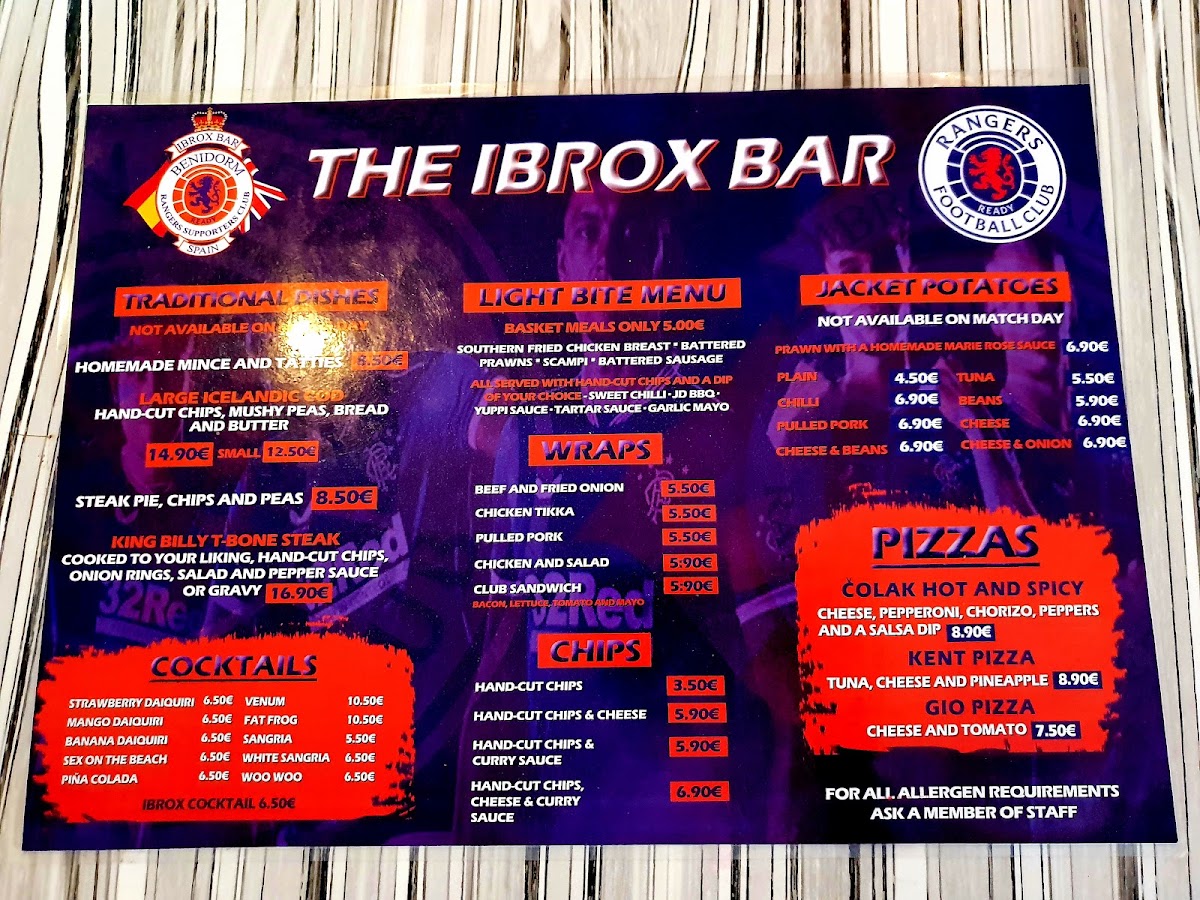 The Ibrox Bar Photo Menu 6