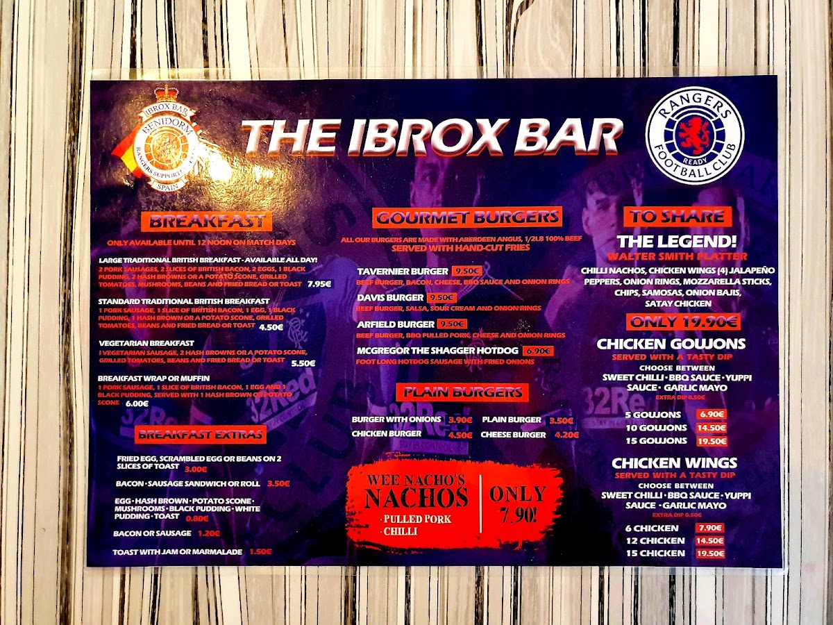 The Ibrox Bar Photo Menu 7