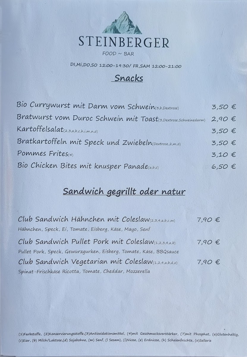 Steinberger food bar Photo Menu 1