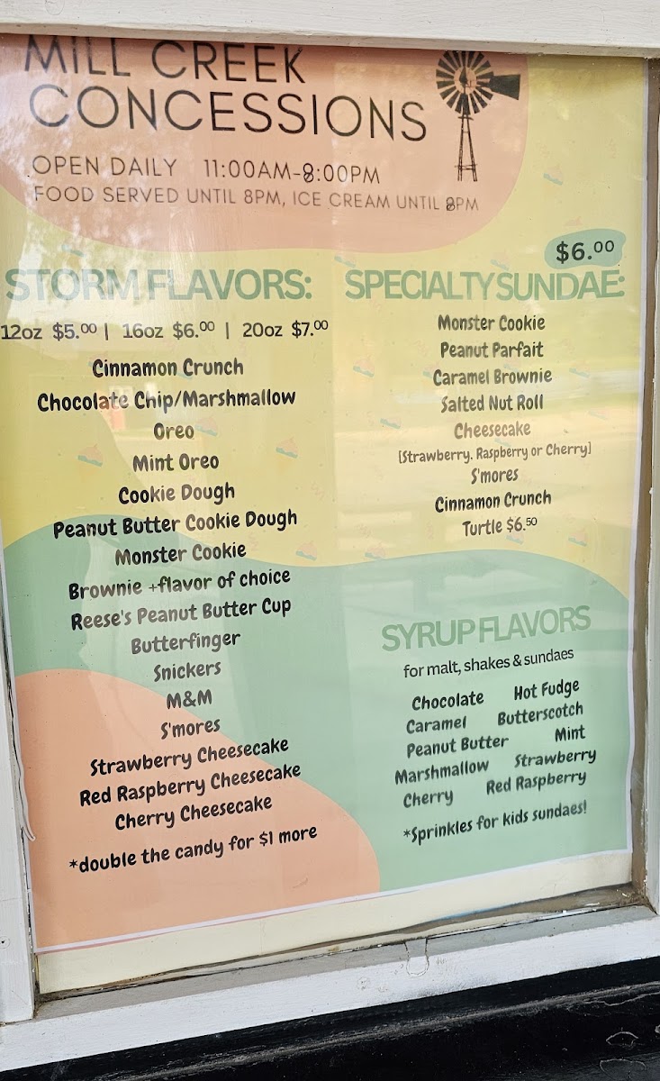Mill Creek Concessions Photo Menu 1