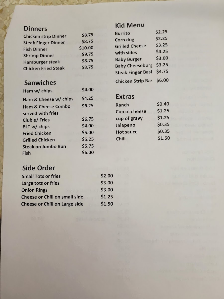 Tastee Burgers Photo Menu 2