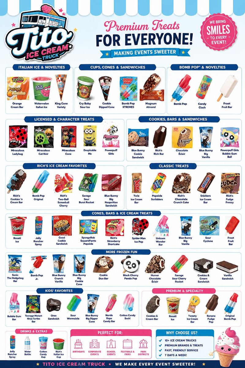 Tito Ice cream Truck Photo Menu 1
