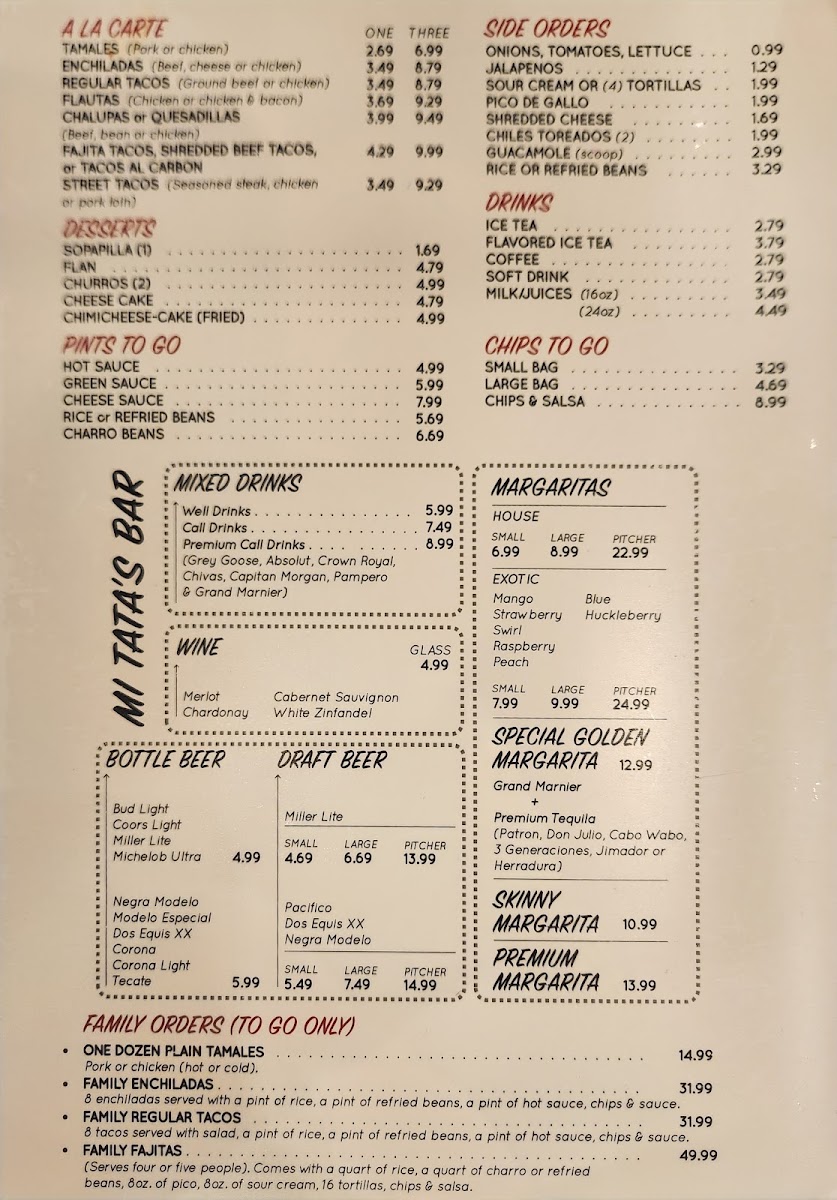 Mi Tata Mexican Restaurant Photo Menu 3