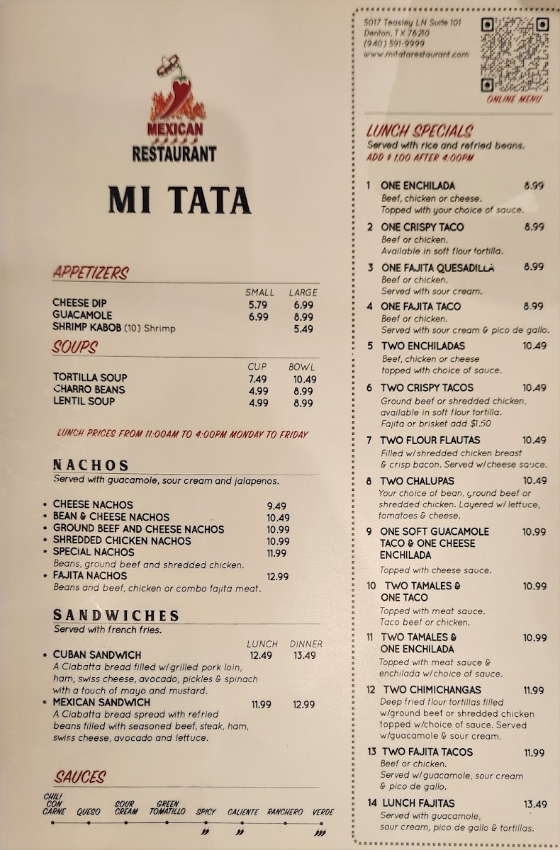 Mi Tata Mexican Restaurant Photo Menu 5
