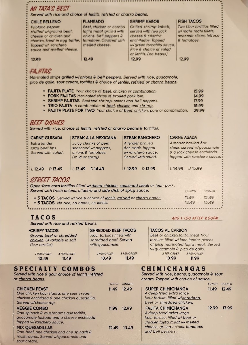 Mi Tata Mexican Restaurant Photo Menu 8