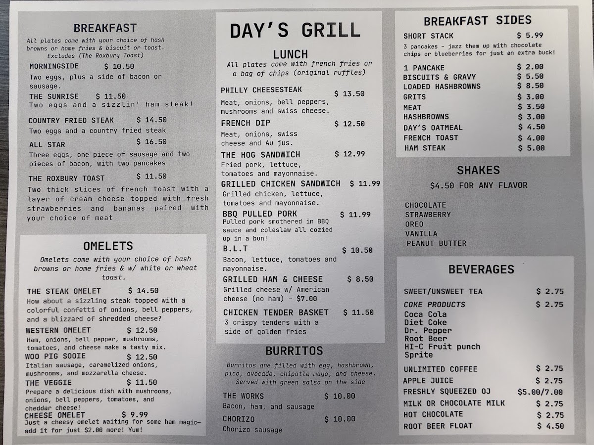 Day's Grill & Smoke House Photo Menu 1