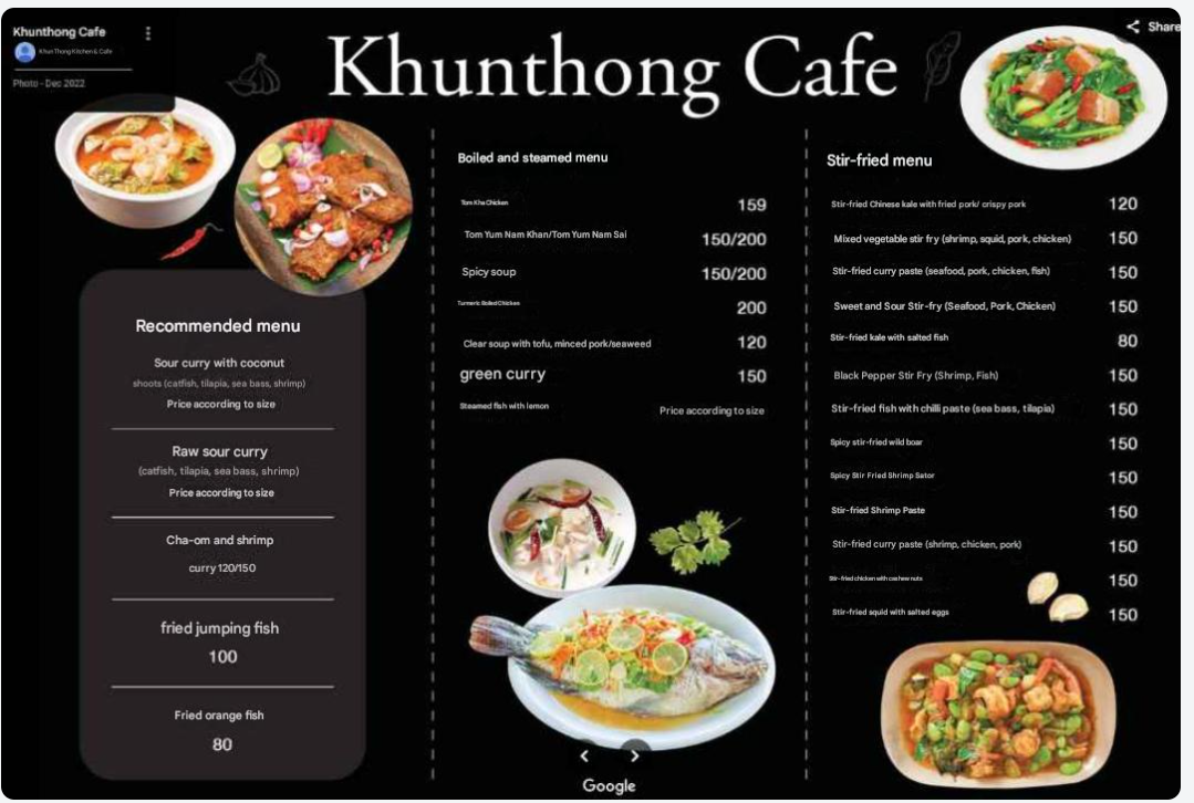 Khunthong Cafe Photo Menu 1
