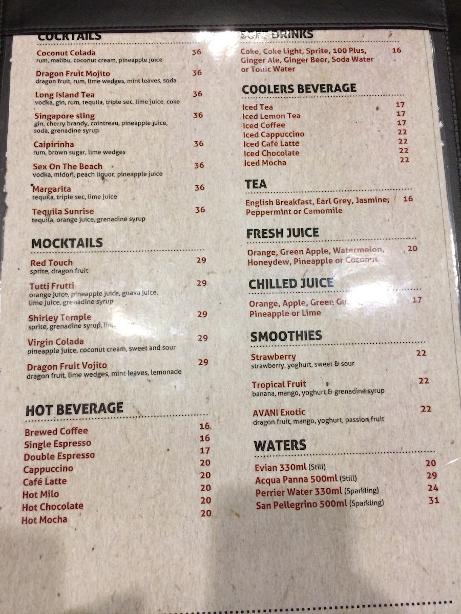 Bila Bila Restaurant Photo Menu 1